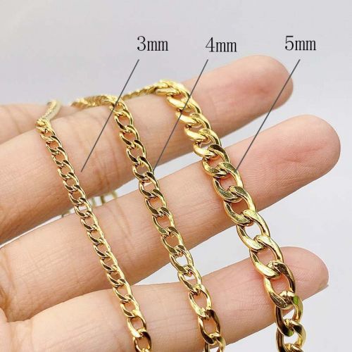 Women's 3mm/4mm/5mm Stainless Steel Cuban Chain in Gold