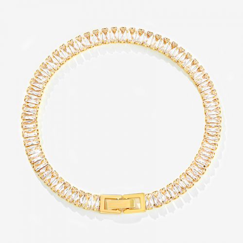 Iced Baguette Cut Tennis Chain Bracelet in Gold