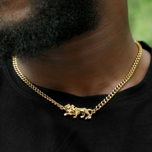 Walking Lion Necklace in Gold