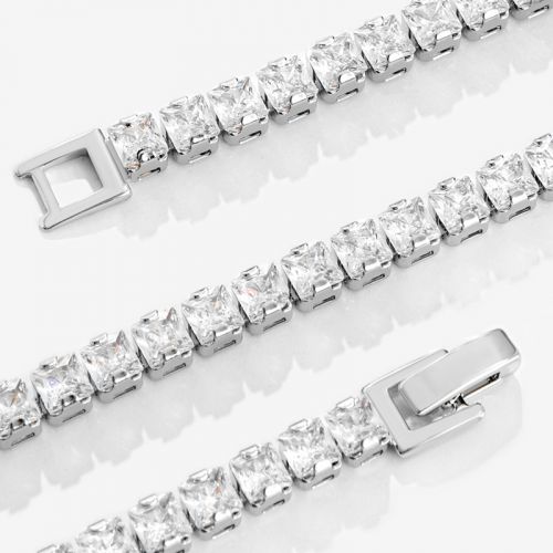 Iced 4mm Women Tennis Chain Set in White Gold
