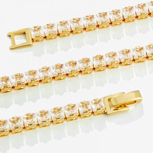 Iced 4mm Women Tennis Chain Set in Gold