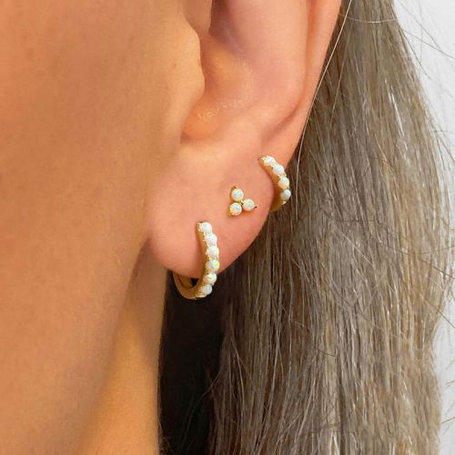 Opal Hoop Earrings in Sterling Silver