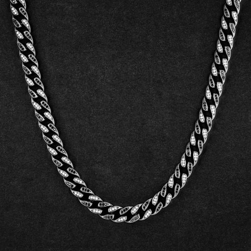 Iced 10mm Teardrop White & Black Miami Cuban Chain