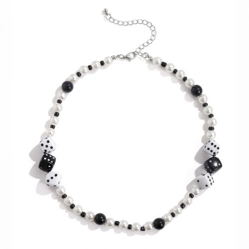 Black and White Dice Pearl Necklace