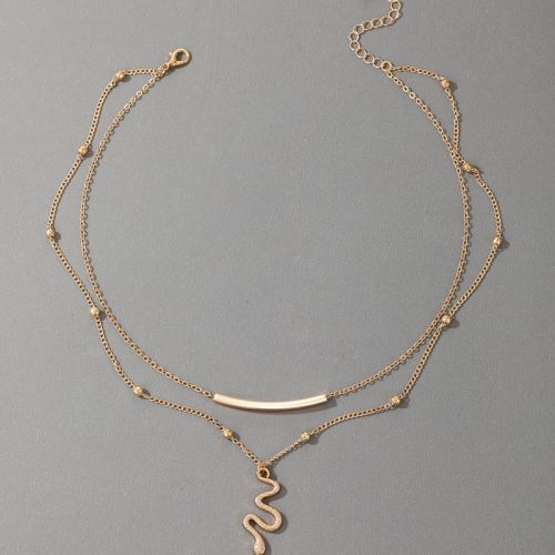 Snake Pendant Beaded Chain Layered Necklace