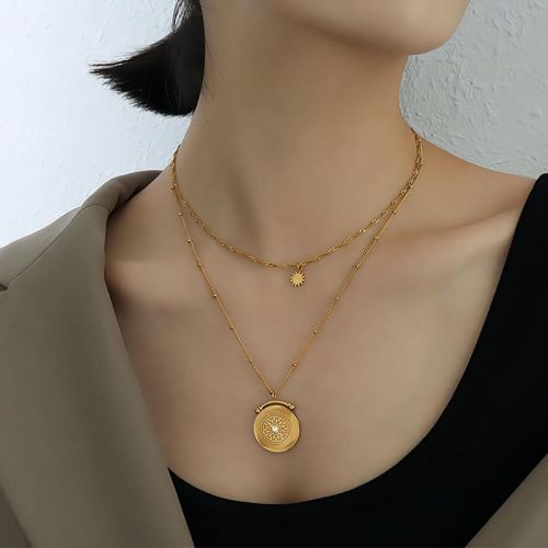 Double Layer Star & Coin Choker Necklace
