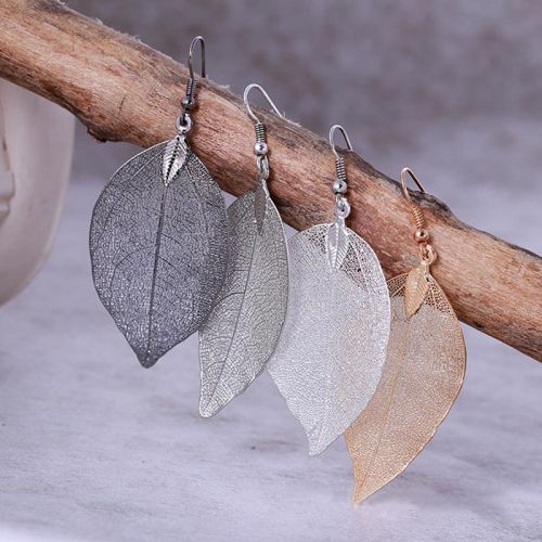 Hollow Out Leaf  Dangle Earrings