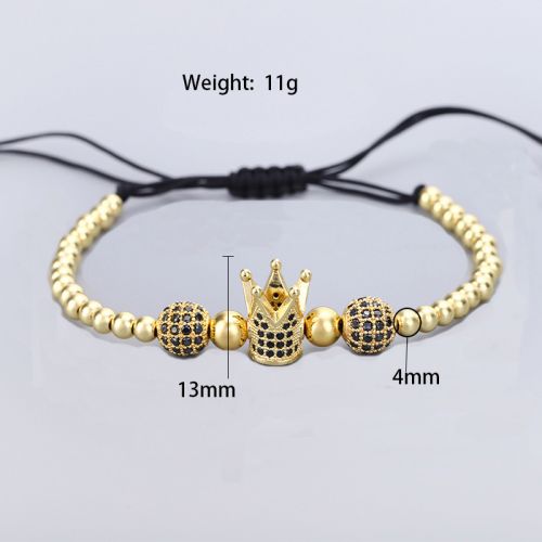 Iced Helmet/Leopard/Crown/Strip Beads Adjustable Bracelet