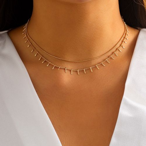 2Pcs Tassel Pendant Thin Beads Chain Choker Necklaces