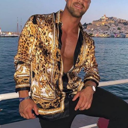 Men's Casual Leopard Print Long Sleeve Shirt