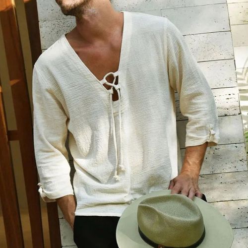 Men's Loose Fashion Beach Style Casual Cotton Linen Shirt