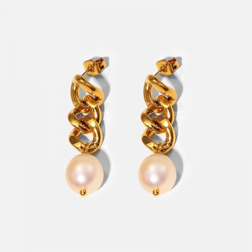 Pearl Cuban Chain Dangle Earrings