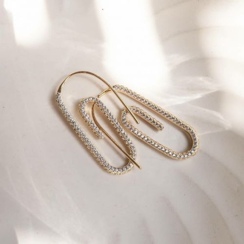Micro Pave Paperclip Hook Earrings