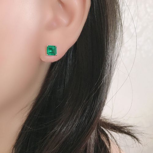 Emerald Square Stud Earrings