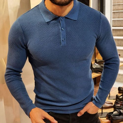 Long Sleeve Solid Casual Polo Knit Sweater