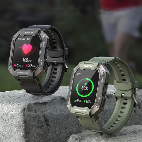 Bluetooth 5ATM Waterproof Outdoor Sports Fitness Tracker Health Monitor Smart Watch for Android IOS