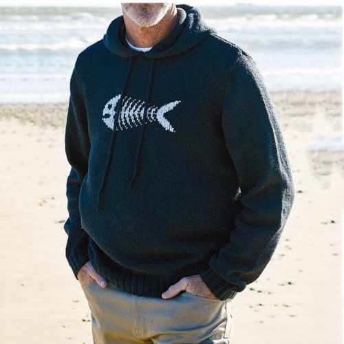 Solid Long Sleeve Pullover Knit Hoodie