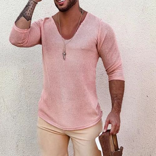 Long Sleeve Thin Large Size V-Neck Men's Sweater Knitwear