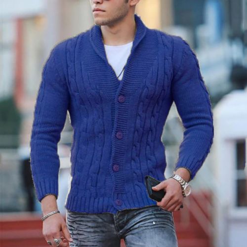 Autumn and winter fashion lapel long-sleeved slim knitted sweater