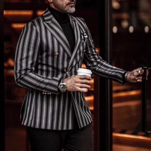 Striped casual blazer