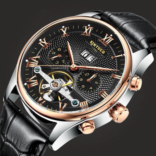 Skeleton Mechanical Business Classic Watch with Leather Strap