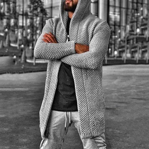 Cardigan solid hooded turtleneck sweater
