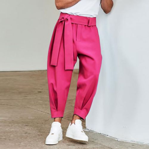 Solid design casual pants