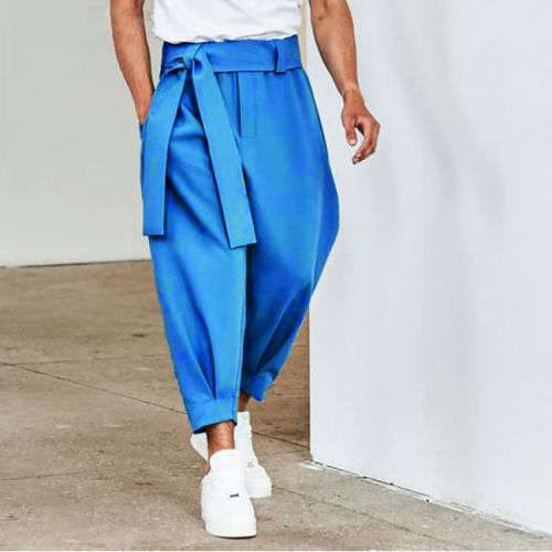 Solid design casual pants