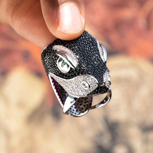 Iced Snake Head Ring