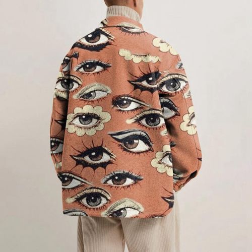 Men's button eye printed jacket