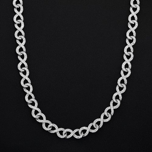 11mm Iced Infinity Cuban Link Chain in White Gold