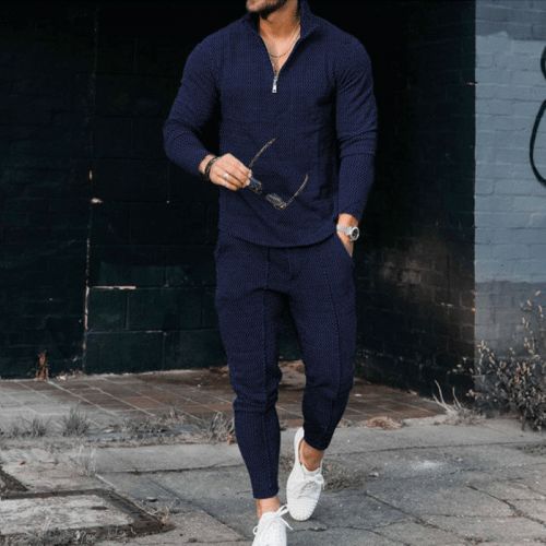 Fashion zipper stand collar casual suit