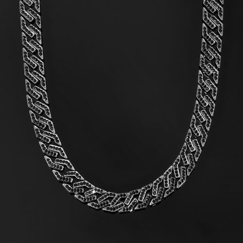 14mm Iced Cuban Link Chain in Black Gold