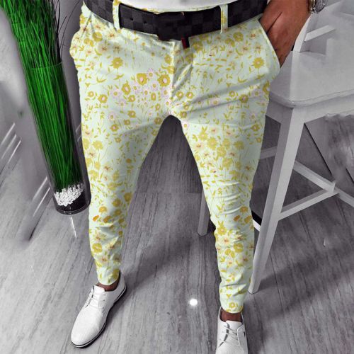 Slim Fitting Floral Casual Pants