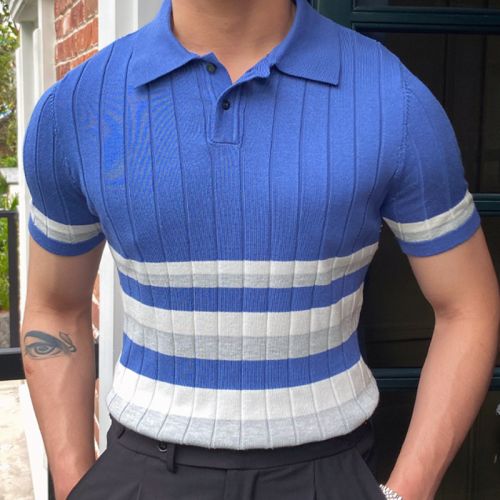 Stripe Color Block Polo Shirt