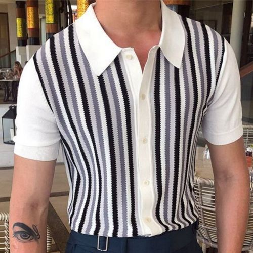 Stripe Single-breasted Polo Shirt