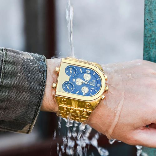 49mm Military Waterproof Quartz Watch in Gold