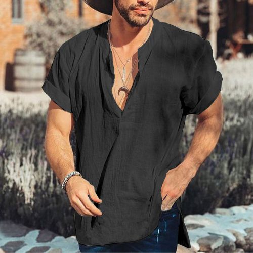 Solid Color Round Neck Short Sleeve Shirt