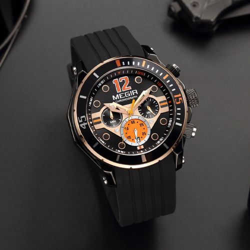 Waterproof Quartz Military Sport Watch with Silicone Strap
