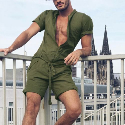 Spring Solid Color Short-sleeved Casual One-piece Suit