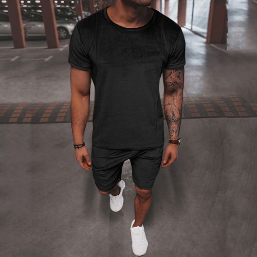 Casual Men's Short-sleeved T-shirt + Sports Shorts Two-piece Set