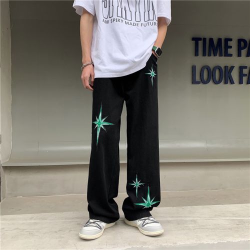 Hexagon Star Embroidered Loose-Fit Jeans