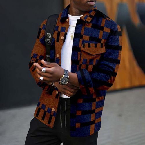 Men's Casual Printed Striped Jacket