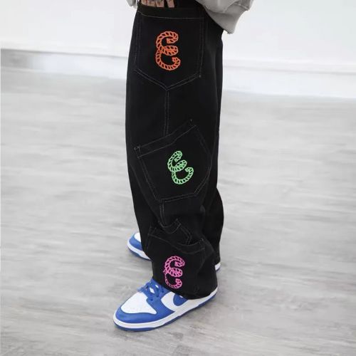 Hip-Hop Loose-Fit Multi-Pocket Jeans
