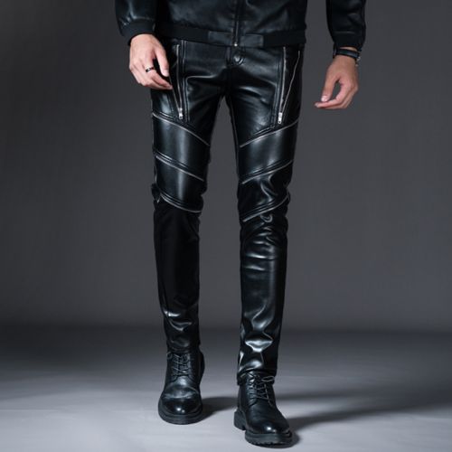 Men's Personalized Slim Zipper Leather Pants