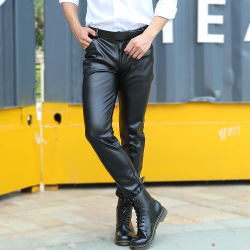 Men's Skinny Stretch Trendy Leather Pants