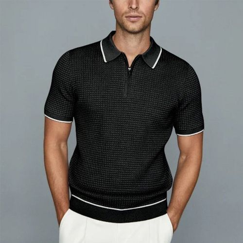 Men's Loose Knit Short Sleeve Polo Shirt