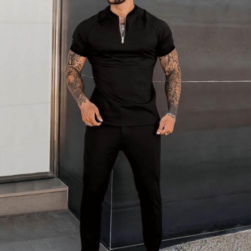 Men's Fashion Trendy Solid Color Sports Suit