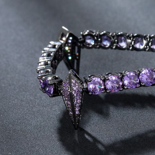 5mm Purple Fight Tooth and Claw Tennis Bracelet in Black Gold