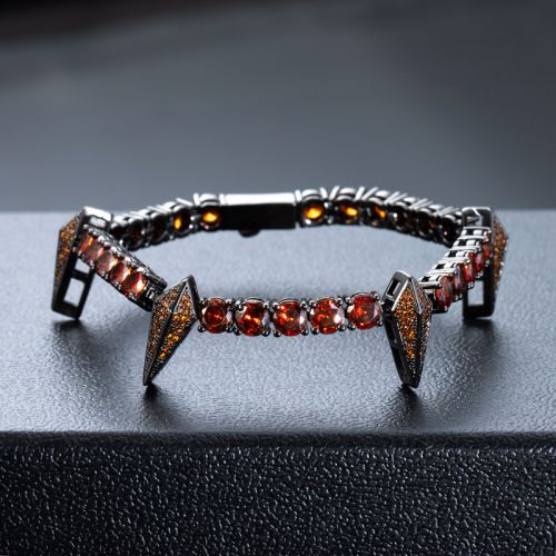 5mm Garnet Fight Tooth and Claw Tennis Bracelet in Black Gold